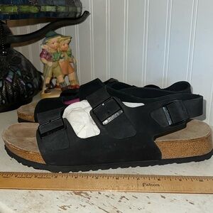 Birkenstock Men's Black Two-Strap Slingback Sandals